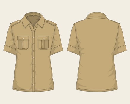 Casual outdoor shirt template front and back view. Vector illustration