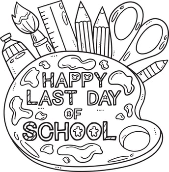 Happy Last Day of School Isolated Coloring Page vector