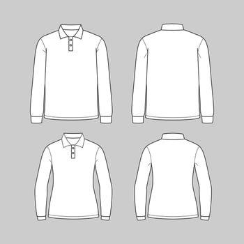 White Long Sleeve Polo Shirt vector