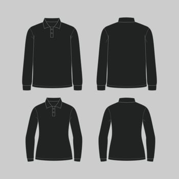 Black Long Sleeve Polo Shirt vector