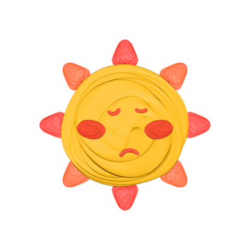 Cute sun sky stationary sticker oil painting png