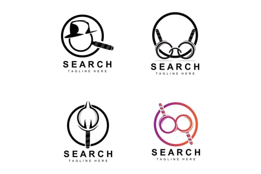 Search Logo Design, Detective Illustration, Home search, Glass Lens, Company Brand Vector