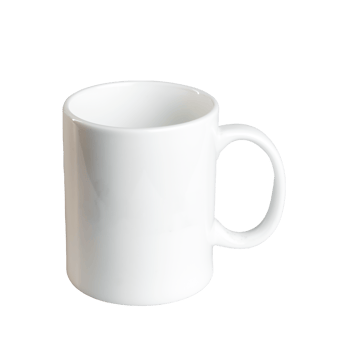 White cup isolate. Side view. Mockup template png
