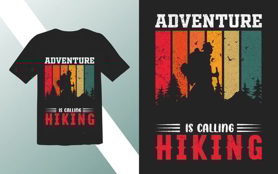 Adventure Is Calling Hiking, Hiking T-shirt Design Vector, Free Vector