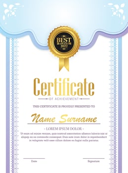 Achievement certificate best award diploma vector