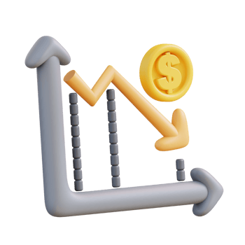 3d Illustration The dollar exchange rate is falling png