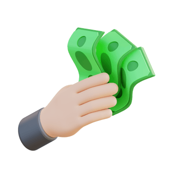 3d Illustration of a hand holding a banknote png