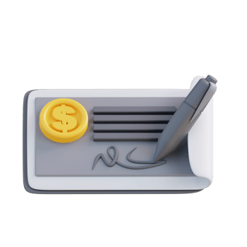 3d Illustration of bank cash check png