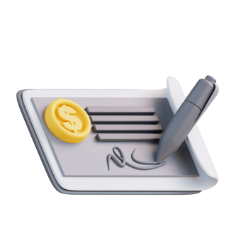 3d Illustration of bank cash check png