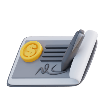 3d Illustration of bank cash check png