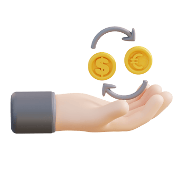 3d Illustration of hand holding money exchange png