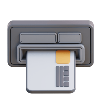 3d illustration of atm card and cash withdrawal machine png