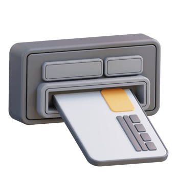 3d illustration of atm card and cash withdrawal machine png