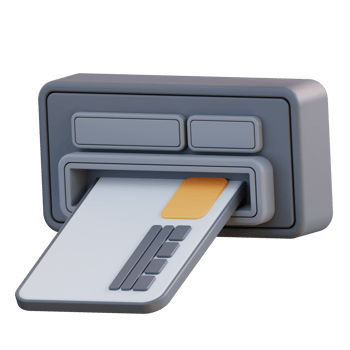 3d illustration of atm card and cash withdrawal machine png