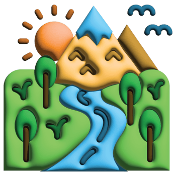 3D illustration river in nature set png