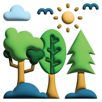 3D illustration forest in nature set png