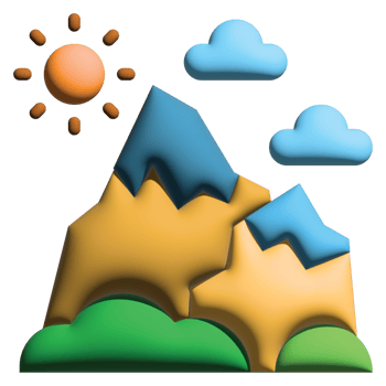 3D illustration mountain in nature set png
