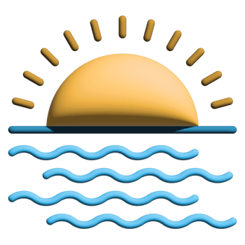 3D illustration sunset in nature set png