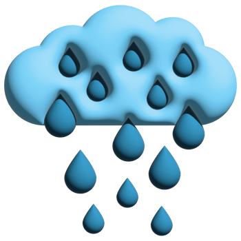 3D illustration rain in nature set png