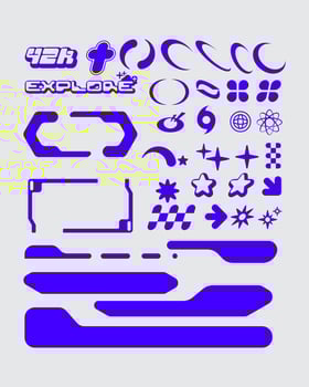 Y2K shapes element collection vector illustration ornament vintage retro clip art set bundle graphic funky trendy style