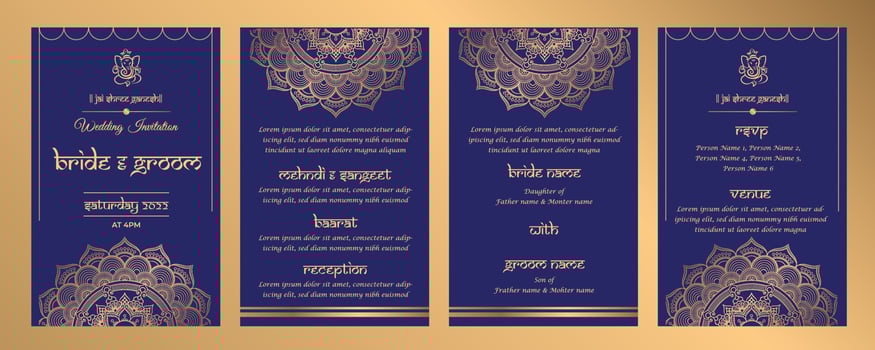 Indian wedding invitation card template ready to print vector