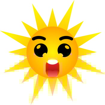 Sun character with surprised expression. Clip art of hot sun with surprised face illustration. Cartoon character of sun icon with face expression for design graphic or children education vector
