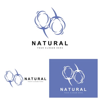 Cotton Logo, Natural Biological Organic Plant Design, Beauty Textile and Clothing Vector, Soft Cotton Flowers vector