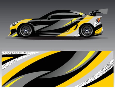 Car wrap design vector. Graphic abstract stripe racing background kit designs for wrap vehicle  race car  rally  adventure and livery vector