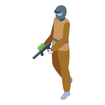 Shooting paintball icon isometric vector. Sport soldier vector