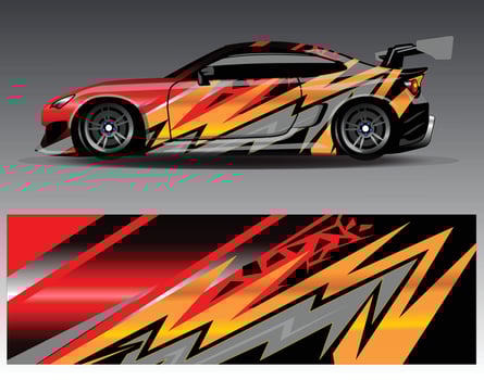 Car wrap design vector. Graphic abstract stripe racing background kit designs for wrap vehicle  race car  rally  adventure and livery vector