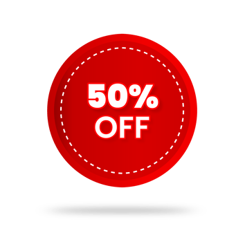 50 percent discount sticker price tag design. product emblem with percentage sell off. marketing deal sale tag giving super offer. 50 percent off banners, discount tags design template, extra promo. png