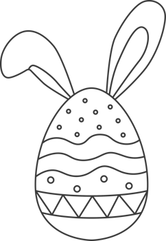 Easter eggs with bunny ears for coloring, happy easter day. png
