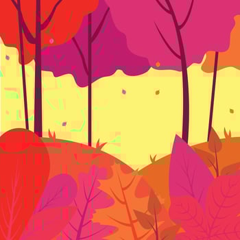 Vector illustration of a forest landscape, background with trees.