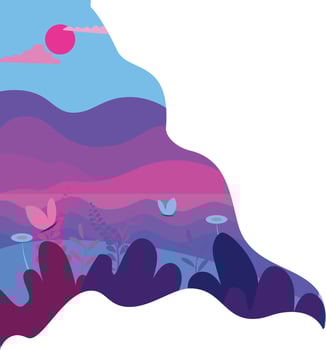 Green hill landscape. Vector illustration of panorama field landscape and cloud sky