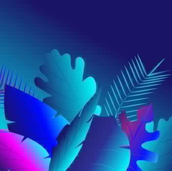 Painted tropical exotic leaves abstract colors in a cartoon style. Vector wallpaper pattern on a white background.