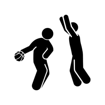 Basketball player black simple icon on white background. Vector illustration.
