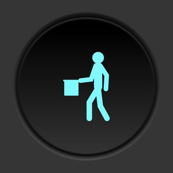 Dark button flat icons on round backgrounds. Building construction insurance dark circle vector icon on darken background