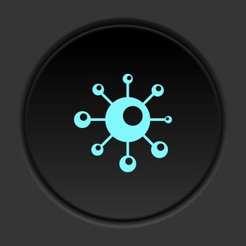 Dark button flat icons on round backgrounds. Building construction insurance dark circle vector icon on darken background