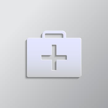 aid, first, bag paper style icon. Grey color vector background- Paper style vector icon.
