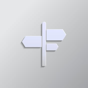 arrows, sign, road paper style icon. Grey color vector background- Paper style vector icon.