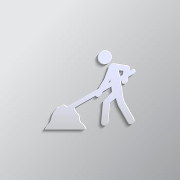 worker, sand, work paper style icon. Grey color vector background- Paper style vector icon.