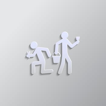 workers, repair paper style icon. Grey color vector background- Paper style vector icon.