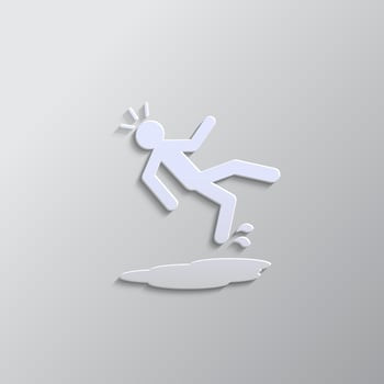 slip, accident, man paper style icon. Grey color vector background- Paper style vector icon.