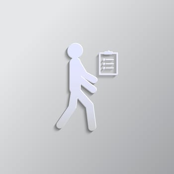 inspection, human paper style icon. Grey color vector background- Paper style vector icon.