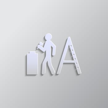human, worker, repair paper style icon. Grey color vector background- Paper style vector icon.