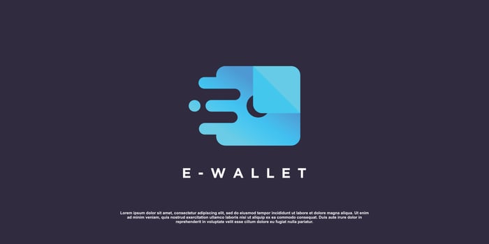 E wallet logo design with modern creative concept idea vector