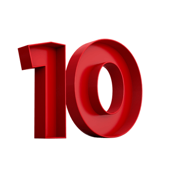 3d illustration of red number 10 or ten png
