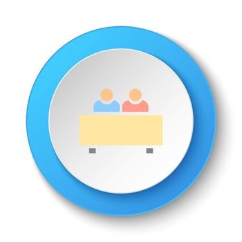 Round button for web icon, interview, users. Button banner round, badge interface for application illustration on white background vector