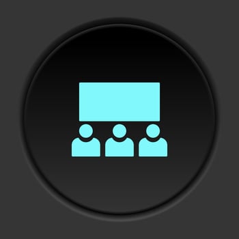 Round button icon, cinema, avatars, users. Button banner round, badge interface for application illustration on dark background vector