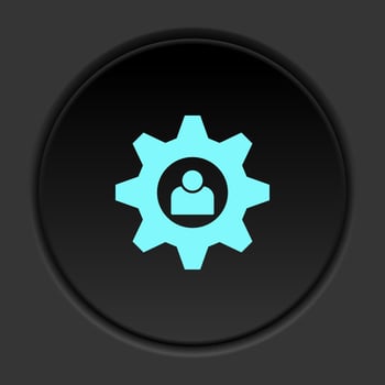 Round button icon, setting, user. Button banner round, badge interface for application illustration on dark background vector